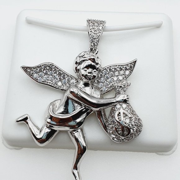 "925 Sterling Silver Plated CZ Pendant, INUS1BR295 - Picture 3 of 9